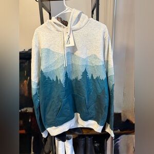 Teal and Gray Forest Hoodie